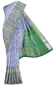 Blue Kanchipuram Silk Saree - 10K to 20K, Blue, Contrast, Indigo, Jaal Kanchi Kamakshi Silks