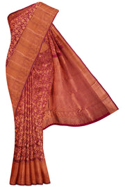 Maroon Dharmavaram Silk Saree - 10K to 20K, Copper zari, Dark, Dharmavaram, Jaal Kanchi Kamakshi