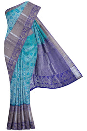 Blue Kanchipuram Silk Saree - 10K to 20K, Blue, Contrast, Kanchipuram, Light Kanchi Kamakshi Silks