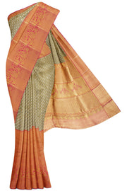 Mehindi Green Kanchipuram Tissue Silk Saree - 10K to 20K, Butta, Contrast, Dark, Gold Kanchi