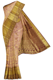 Onion Pink Dharmavaram Silk Saree - 10K to 20K, Contrast, Dharmavaram, Gold zari, Jaal - Kanchi