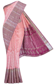 Peach Dharmavaram Silk Saree - 10K to 20K, Contrast, Dharmavaram, Jaal, Large Kanchi Kamakshi Silks