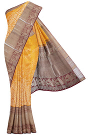 Mustard Dharmavaram Silk Saree - 10K to 20K, Brocade, Contrast, Dark, Dharmavaram - Kanchi Kamakshi