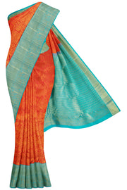 Red Kanchipuram Silk Saree - 30K to 40K, All Over, Bridal, Contrast, Dark - Kanchi Kamakshi Silks