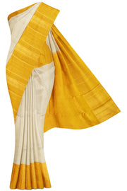 Cream Kanchipuram Silk Saree - 30K to 40K, Butta, Contrast, Cream, Gold zari - Kanchi Kamakshi Silks