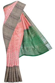 Peach Dharmavaram Silk Saree - 10K to 20K, Butta, Contrast, Dharmavaram, Large Kanchi Kamakshi Silks