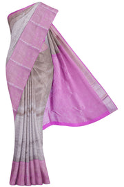 Ash Kanchipuram Silk Saree - 30K to 40K, Ash, Contrast, Jaal, Kanchipuram - Kanchi Kamakshi Silks