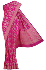 Pink Banaras Katan Silk Saree - 10K to 20K, Banaras Katan, Dark, Gold zari, Hi Fancy - Kanchi