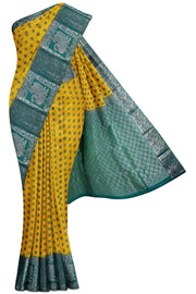 Yellow Soft Silk Saree - 5K to 10K, Butta, Contrast, Dark, Festive - Kanchi Kamakshi Silks