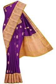 Purple Banaras Silk Saree - 10K to 20K, Banaras, Butta, Contrast, Dark - Kanchi Kamakshi Silks