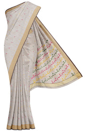 Beige Chanderi Silk Cotton Saree - 5K to 10K, Beige, Butta, Chanderi, Contrast - Kanchi Kamakshi 