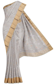 Ash Chanderi Silk Cotton Saree - 5K to 10K, Ash, Butta, Chanderi, Dark - Kanchi Kamakshi Silks