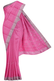 Pink Chanderi Silk Cotton Saree - 5K to 10K, Butta, Chanderi, Dark, Festive - Kanchi Kamakshi Silks