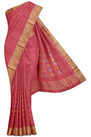 Red Chanderi Silk Cotton Saree - 5K to 10K, Butta, Chanderi, Dark, Festive - Kanchi Kamakshi Silks