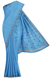 Sky Blue Chanderi Silk Cotton Saree - 5K to 10K, Butta, Chanderi, Dark, Festive - Kanchi Kamakshi 