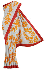 Off- White Pure Silk Saree - Below 5K, Board room, Contrast, Hi Fancy, Jaal - Kanchi Kamakshi Silks