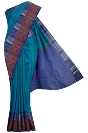Blue Soft Silk Saree - 5K to 10K, All Over, Blue, Contrast, Dark - Kanchi Kamakshi Silks