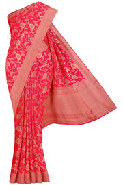 Pink Banaras Katan Silk Saree - 10K to 20K, Banaras, Banaras Katan, Dark, Gold zari - Kanchi 