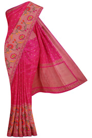 Pink Banaras Katan Silk Saree - 10K to 20K, Banaras, Banaras Katan, Butta, Contrast - Kanchi 