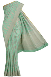 Sea Green Banaras Katan Silk Saree - 10K to 20K, Banaras, Banaras Katan, Contrast, Gold zari - 