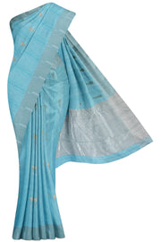 Sky Blue Chanderi Silk Cotton Saree - 5K to 10K, Butta, Chanderi, Gold zari, Hi Fancy - Kanchi 
