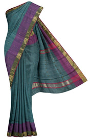 Peacock Green Chanderi Silk Cotton Saree - 5K to 10K, Butta, Chanderi, Contrast, Dark - Kanchi