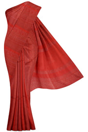 Red Tussar Silk Saree - 5K to 10K, Border Less, Butta, Dark, Hi Fancy - Kanchi Kamakshi Silks