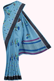 Blue Kota Doria Saree - 10K to 20K, Blue, Contrast, Festive, Hi Fancy - Kanchi Kamakshi Silks