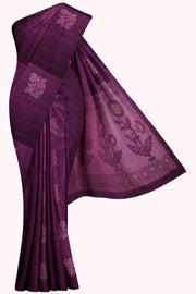 Purple Soft Silk Saree - 10K to 20K, Border Less, Checks, Dark, Gold zari - Kanchi Kamakshi Silks