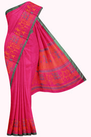 Pink Soft Silk Saree - 10K to 20K, Contrast, Dark, Festive, Kanchi Kamakshi Silks - Kanchi Kamakshi 