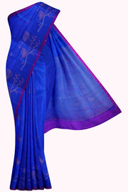 Blue Soft Silk Saree - 10K to 20K, Blue, Contrast, Copper zari, Dark - Kanchi Kamakshi Silks