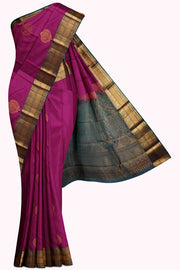 Purple Soft Silk Saree - 10K to 20K, Butta, Contrast, Dark, Festive - Kanchi Kamakshi Silks