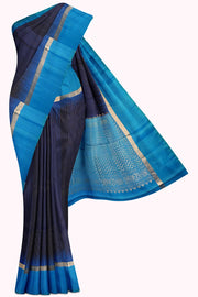 Navy Blue Soft Silk Saree - 5K to 10K, All Over, Contrast, Dark, Gold zari - Kanchi Kamakshi Silks