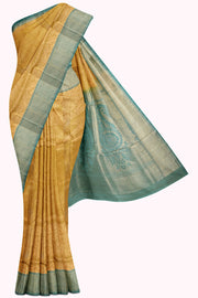 Yellow Soft Silk Saree - 10K to 20K, Contrast, Dark, Gold zari, Jaal - Kanchi Kamakshi Silks