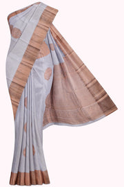 White Soft Silk Saree - 10K to 20K, Gold zari, Kanchi Kamakshi Silks, Light, Medium - Kanchi