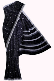 Black Linen Saree - Below 5K, Black, Board room, Butta, Contrast - Kanchi Kamakshi Silks