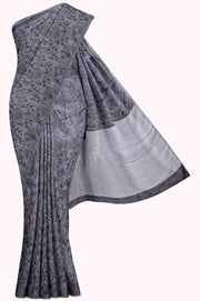 Grey Linen Saree - 5K to 10K, Cotton, Dark, Grey, Hi Fancy - Kanchi Kamakshi Silks