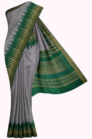 Ash Bhagalpur Silk Saree - 5K to 10K, Ash, Bhagalpur, Contrast, Festive - Kanchi Kamakshi Silks