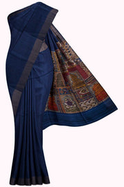 Indigo Bhagalpur Silk Saree - 5K to 10K, Bhagalpur, Dark, Festive, Gold zari - Kanchi Kamakshi Silks