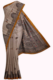 Sandal Tussar Silk Saree - 5K to 10K, Contrast, Hi Fancy, Kanchi Kamakshi Silks, Light - Kanchi 