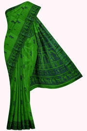 Green Baluchari Silk Saree - 5K to 10K, Baluchari, Dark, Kanchi Kamakshi Silks, Motifs - Kanchi 
