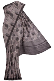 Grey Tussar Silk Saree - 5K to 10K, Antique Zari, Digital Print, Grey, Hi Fancy - Kanchi Kamakshi 